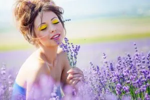 Beautiful girl on the lavender field
