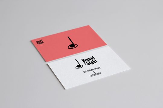 Logotipo de Sound & Sight en tarjetas de visita
