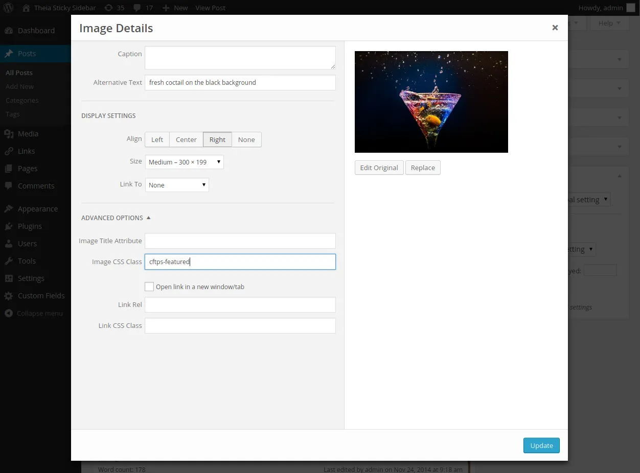 The Image CSS Class field