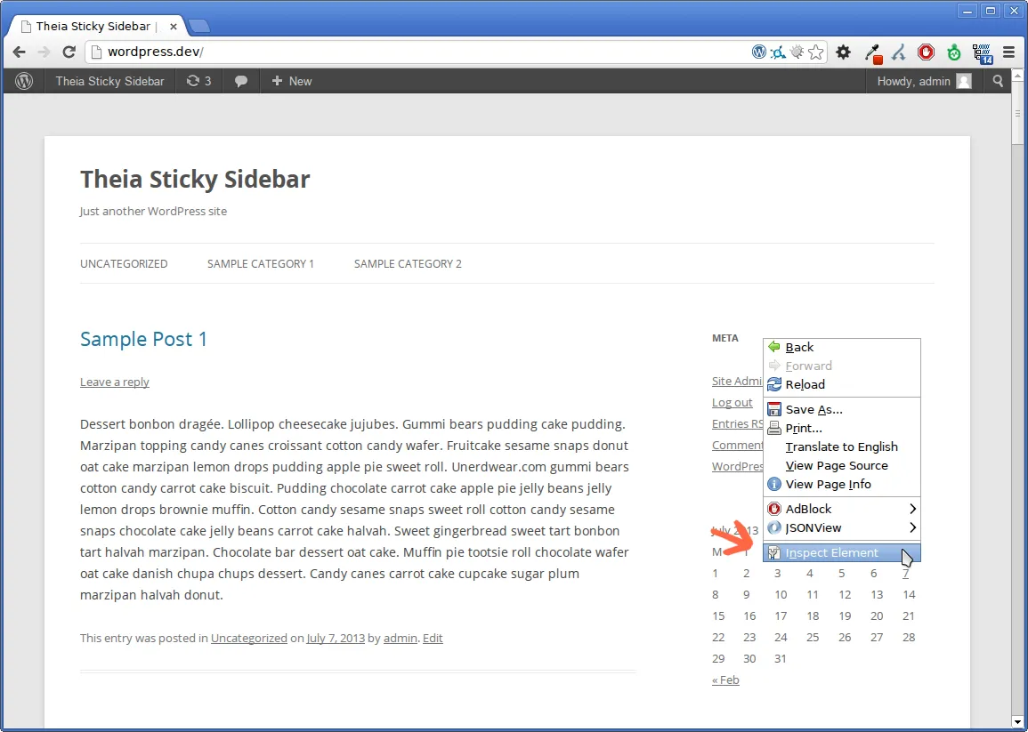 The Inspect Element menu entry